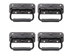 Pack de 4 poignées métalliques pliables noires, poignées pour boîtes à outils et stockage