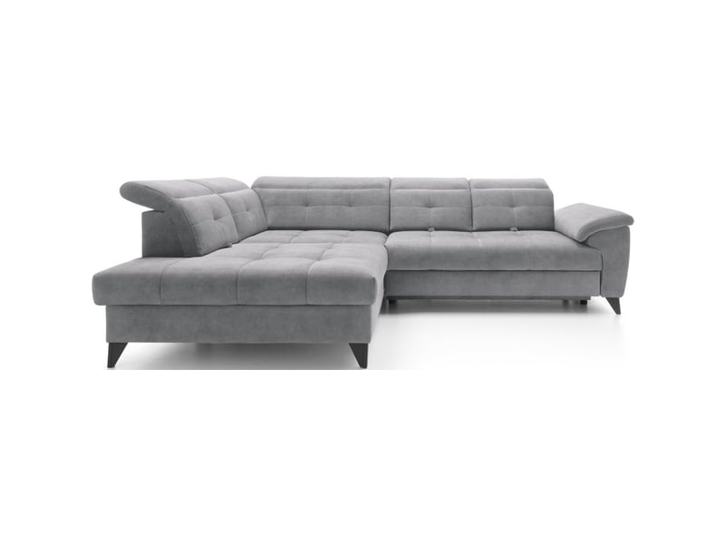  Canapé d'angle gris 5 places angle gauche assise haute 48cm inferno  - Conforama A