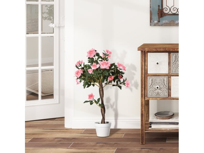  Plante artificielle roses 18x18x90 cm en pot rose  - Conforama C