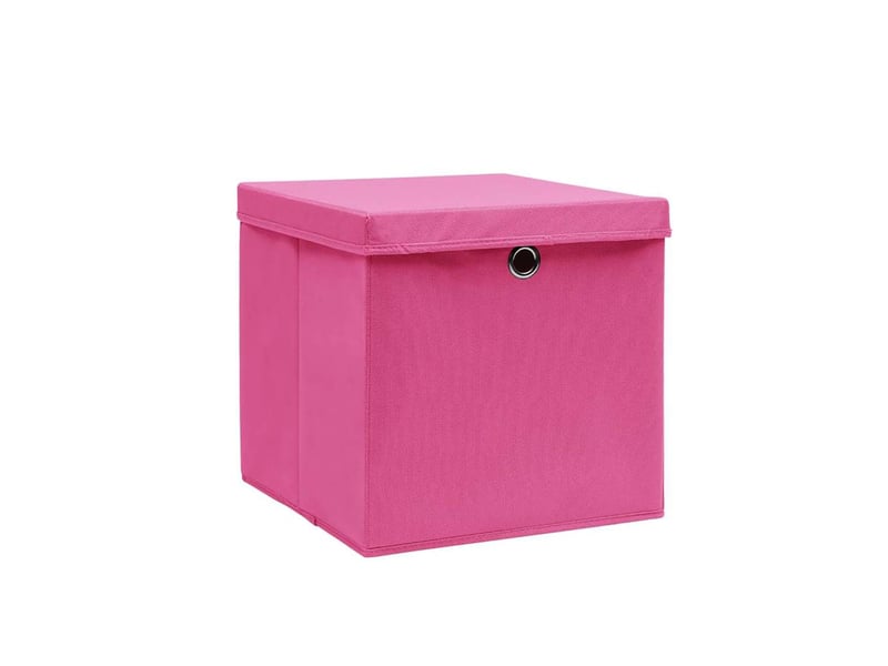  Boîtes de rangement avec couvercles 10 pcs 28x28x28 cm rose  - Conforama A