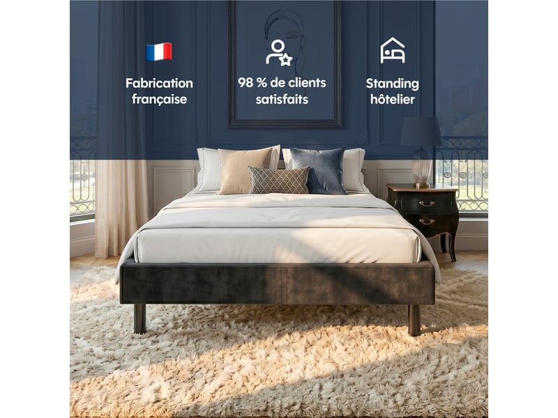 Pack 180x200cm sommier tapissier noir et matelas hybride luxe 30cm Pack Victoria Marie - Conforama C