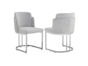 Lot de 2 chaises de salle à manger modernes et confortables – pieds galvanisés argent et tissu chenille gris clair