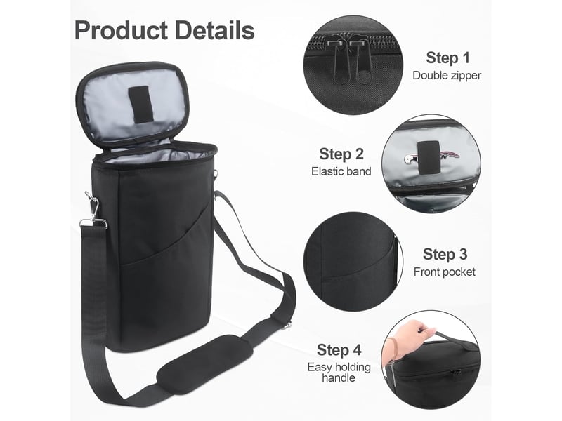  Sac isotherme pour 2 bouteilles de vin, sac à dos isotherme étanche avec bandoulière, sac fourre-tout portable pour voyage, pique-nique, camping  - Conforama C