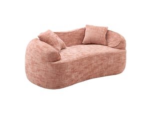 Canapé droit 2 places rose compressé 170x87x65 cm avec accoudoirs, 2 coussins, prêt à l'emploi pour salon ou chambre