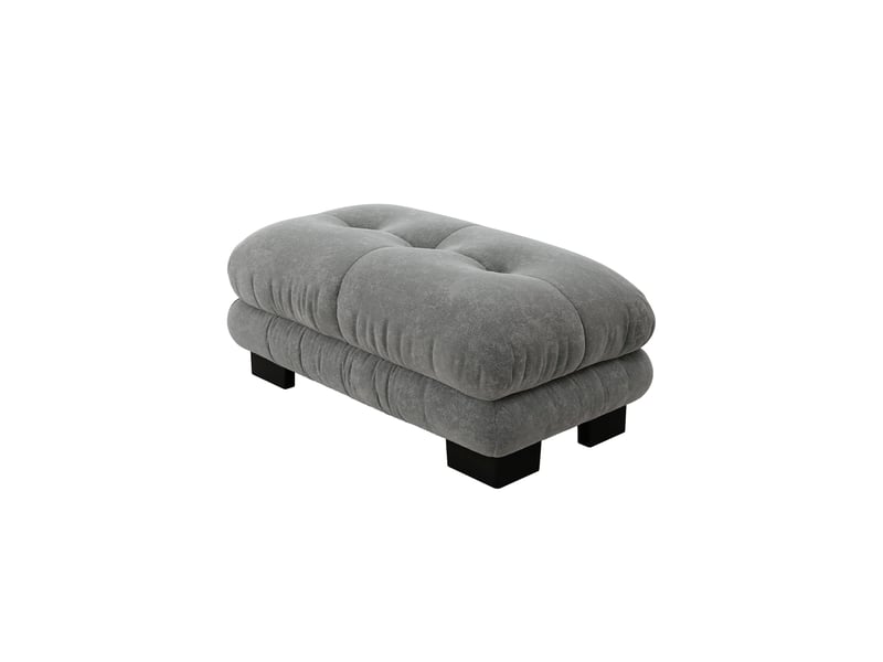  Pouf repose-pieds salon - 112x68x52 cm - ottoman velours confortable en chenille - gris  - Conforama A