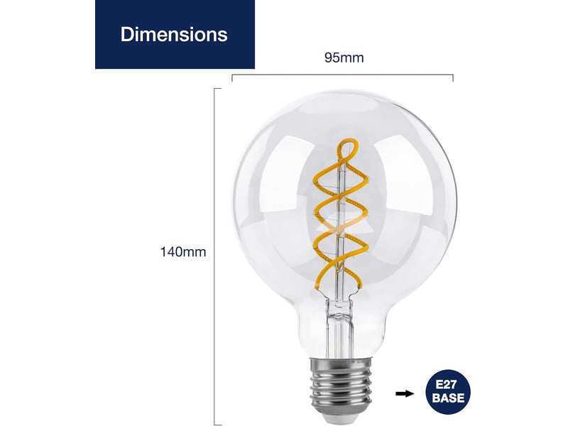  3 ampoules e27 g95 4w dimmable filament spirale 2700k  - Conforama B