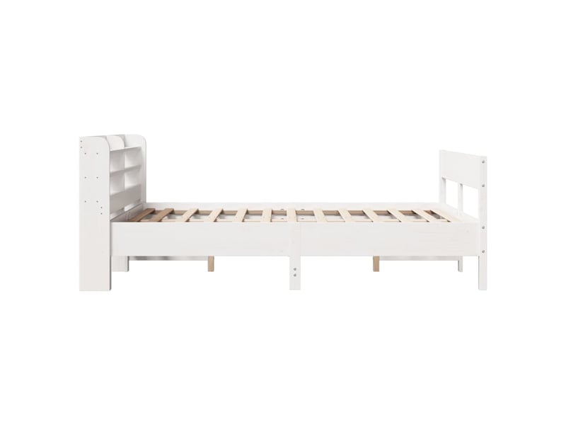 Lit double- lit adulte - cadre de lit sans matelas blanc 140x190 cm bois de pin massif - Conforama D