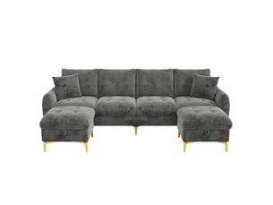 Canapé modulable 4 places en u avec poufs de rangement 263 x 137 cm homvra