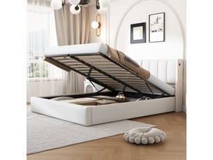 Lit coffre 140x190 cm <strong></strong> <strong>BrimViber</strong> coloris blanc