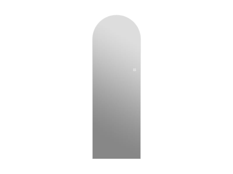 Miroir sur pied - 150x50 cm - miroir en pied arqué avec led rétroéclairé, variateur d'intensité et verre de sécurité - argenté - Conforama A