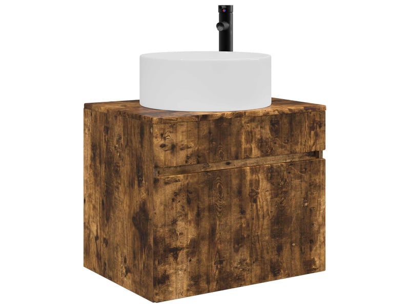  Cabinet salle de bain mural, meuble de rangement chêne fumé 59x44.5x50 cm  - Conforama C