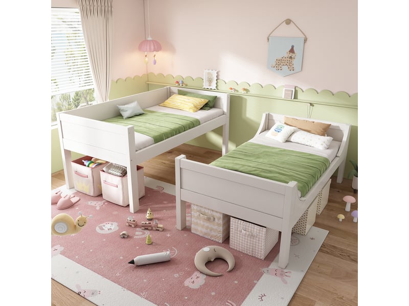  Lit superposé séparable 2x90x200 cm blanc, échelle et sommiers inclus IKSETERA TRADING LTD - Conforama R