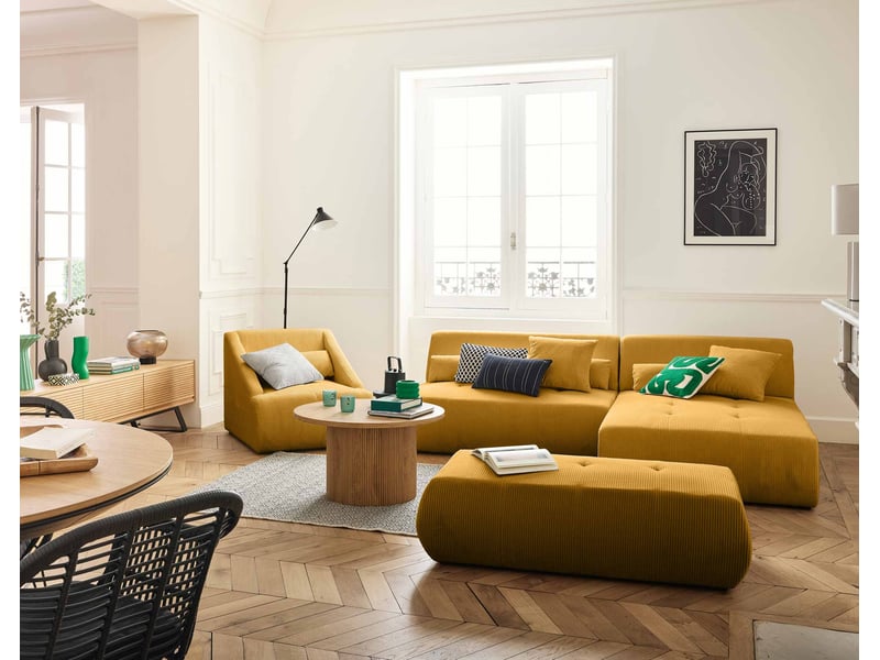 Onyx - canapé modulable d'angle réversible 4 places - en velours côtelé - lisa design - jaune ONYX - Conforama B