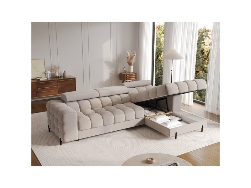  Canapé d'angle droit convertible beige confort premium 285x99x181cm filtro  - Conforama C