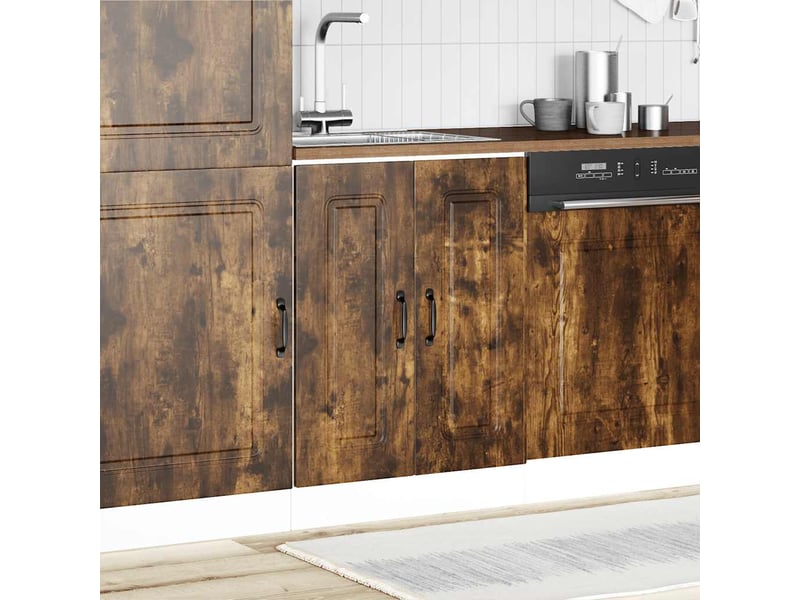  Meuble de cuisine, meuble bas pour évier kalmar chêne fumé bois d'ingénierie shl2689  - Conforama C