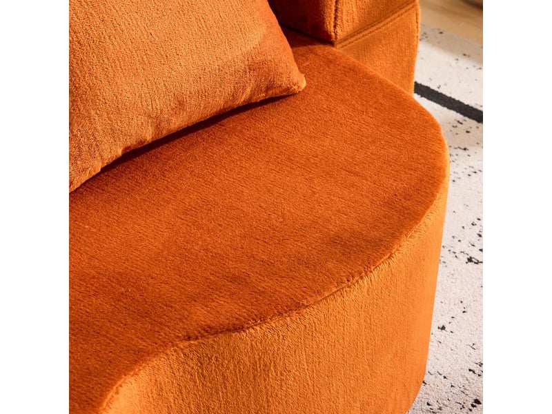  Canapé style moderne couleur orange 4 coussins décoratifs revêtement en flanelle matelas pliant en mousse haute densité confortable  - Conforama C