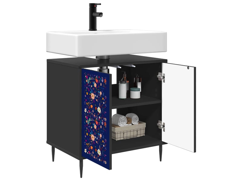  Armoire de salle de bain, meuble de rangement mainz chêne noir 60x40x61 cm  - Conforama C