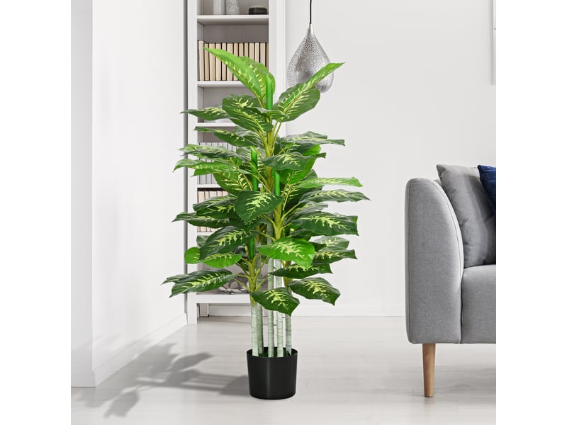  Plante artificielle calathea hauteur 120 cm pot ciment 53 feuilles - intérieur  - Conforama D