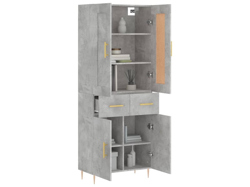  Buffet haut, buffet de rangement gris béton 69,5x34x180 cm bois d'ingénierie shl42823  - Conforama C