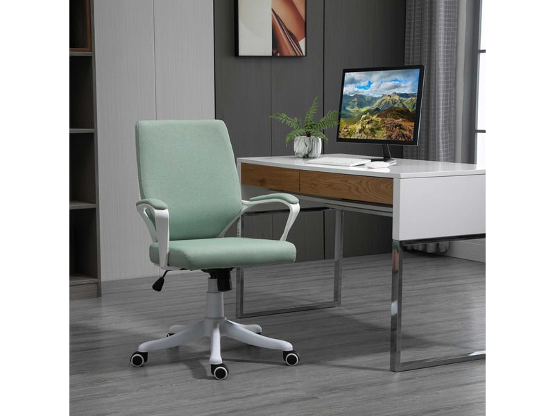  Chaise de bureau pivotante et inclinable avec accoudoirs et hauteur réglable, 62 x 69 x 92-100 cm, verte  - Conforama D