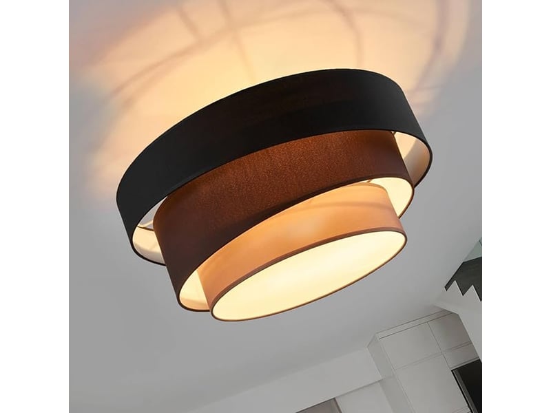  Plafonnier en tissu à intensité variable – moderne, noir, housse en tissu à trois couches  - Conforama B