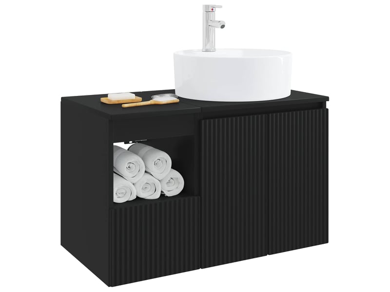 Ensemble de mobilier de salle de bain 2 pc noir cf64177 - Conforama C