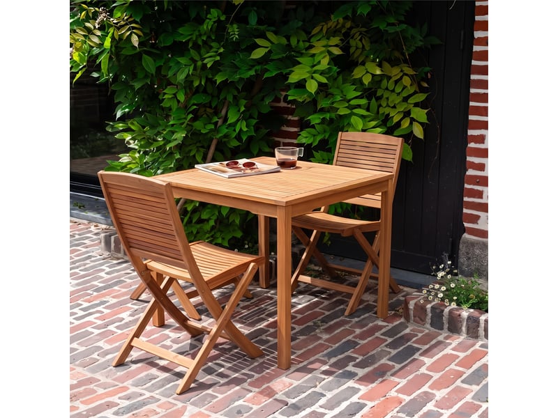 Table de jardin carrée en acacia massif huilé 24p praia 700200 - Conforama C