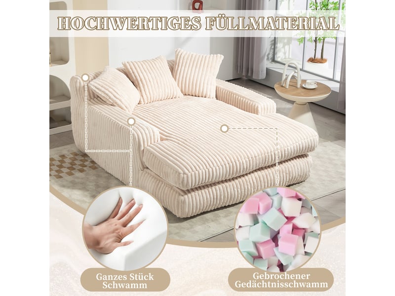  Canapé convertible, canapé-lit – coussins inclus, beige, en velours tricoté, 1 place, style cloud  - Conforama R