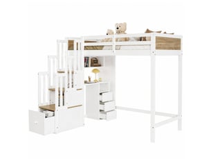 Lit mezzanine 90x200 cm <strong></strong>  <strong></strong> coloris blanc