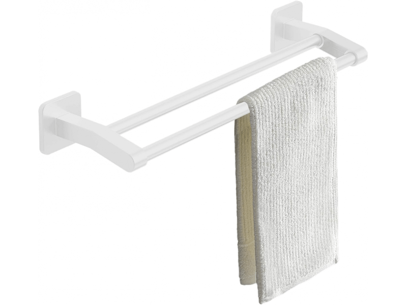  Porte-serviettes de salle de bain, barre porte-serviettes double, sans perçage, 40 cm, blanc XLH-ZLS-000893ZLS - Conforama D