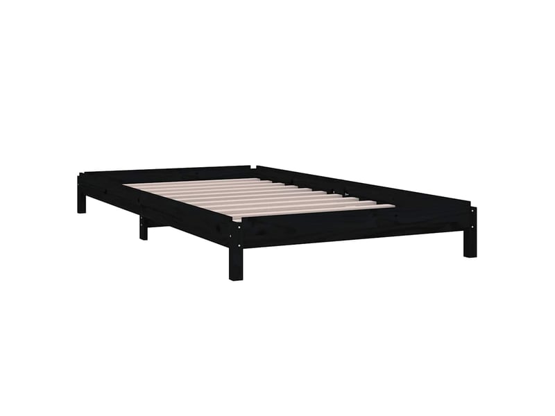  Lit simple- lit adulte -  lit empilable sans matelas noir 80x200 cm bois massif de pin  - Conforama D