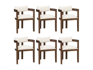 Lot de 6 chaises de salle à manger 60,5x57,5x78,5 cm, bois, avec accoudoirs, teinte noyer, style classique