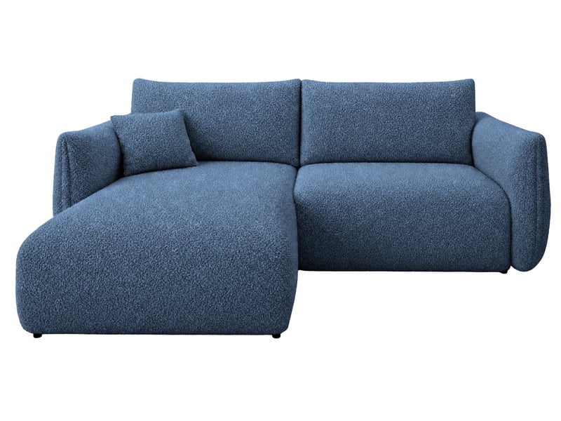 Elio mini - canapé d'angle convertible tissu bouclette 3 places bleu - Conforama A