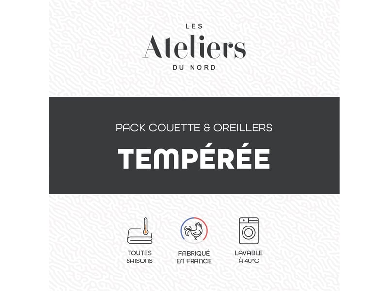  Les ateliers du nord - pack tempérée couette 220x240cm + 2 oreillers moelleux 60x60cm Fabriqué en France - Conforama D