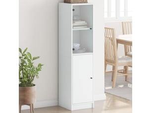 Buffet - bahut - meuble de rangement avec porte en verre blanc 35x37x142 cm