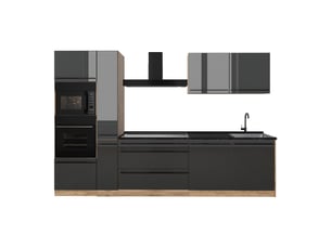 Vicco cuisine, anthracite haute brillancechêne doré, 310cm plan de travail anthracite