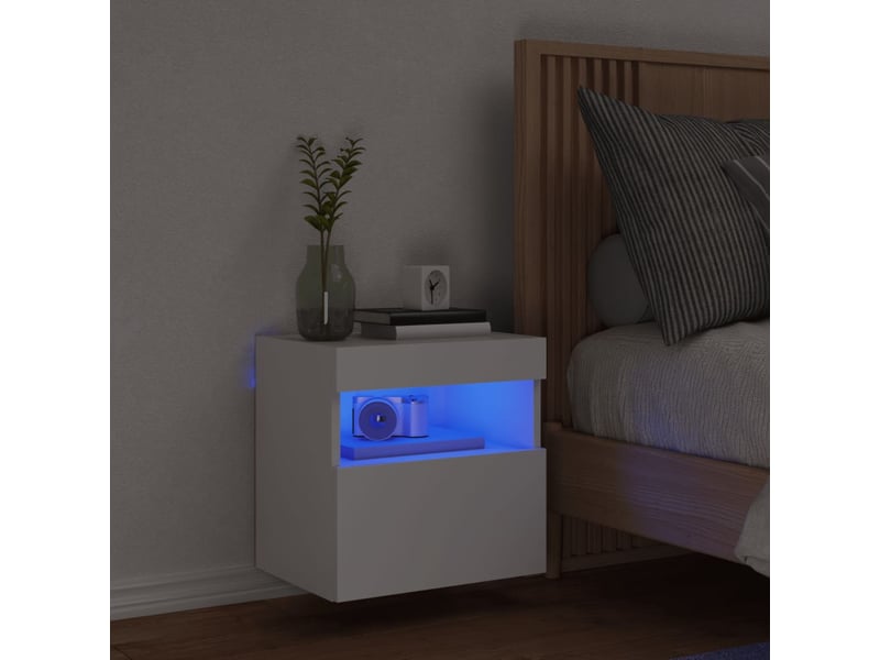  Meuble tv - banc tv - meuble de rangement mural avec lumières led blanc 40x30x40 cm  - Conforama D