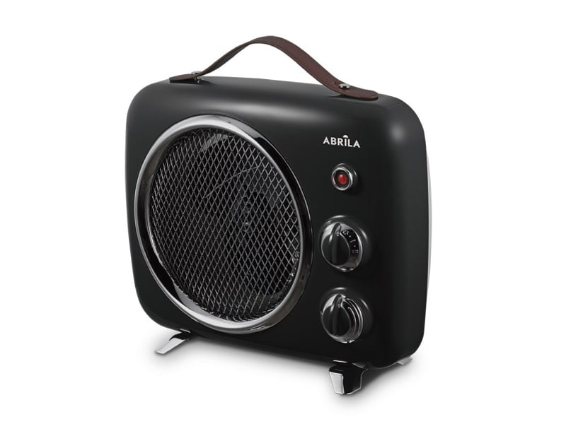  Chauffage soufflant ABRILA Taranto 2000 W noir et gris, style vintage, 2 puissances, thermostat réglable, poignée et range-câble 228622009 - Conforama A