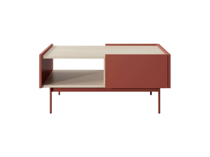 Table basse vivaro 2 tiroirs en bois - rouge brique VIVARO - Conforama A