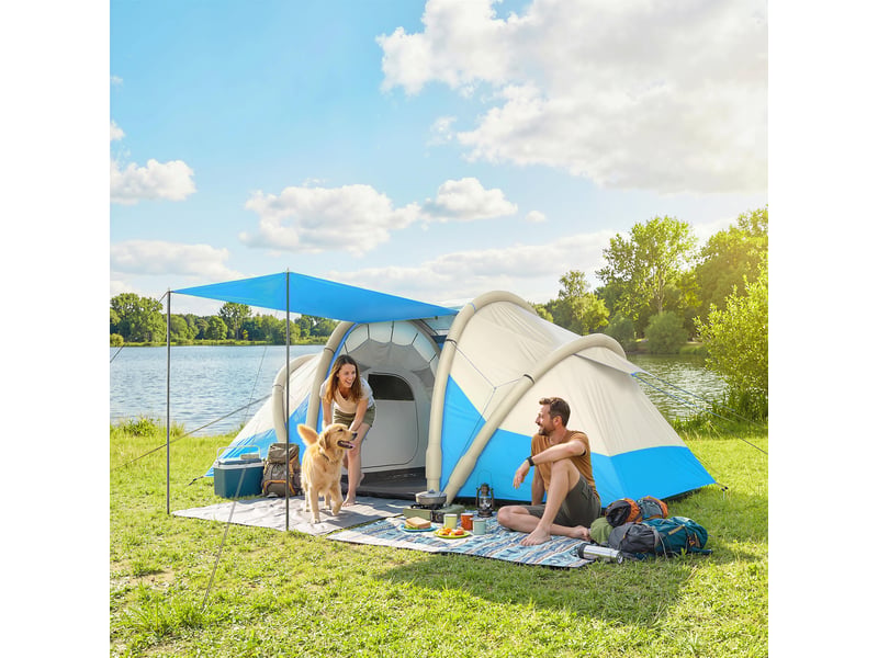  Tente gonflable, facile à monter, 4 personnes, 2 chambres, bleue  - Conforama C