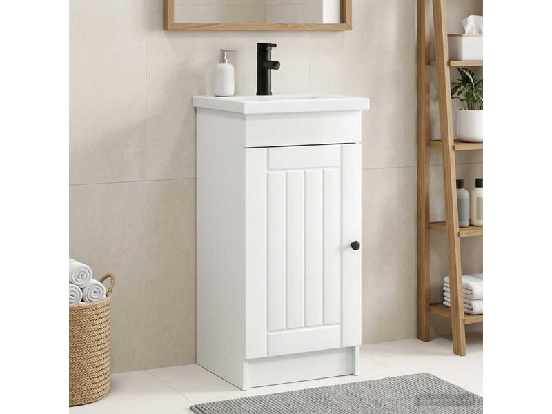 Meuble de salle de bain avec évier blanc brillant shl5567 - Conforama B