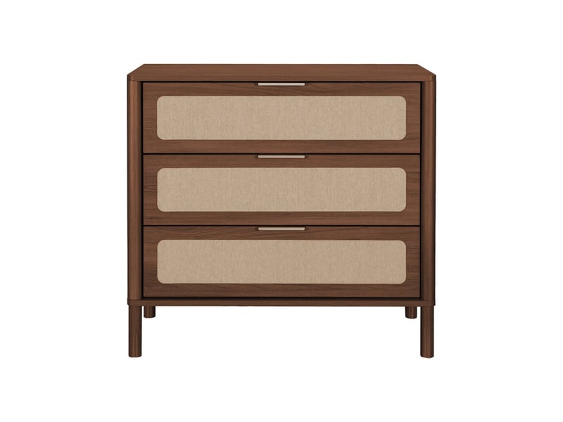  Commode vintage décor bois et cannage 3 tiroirs noyer - etta  - Conforama C