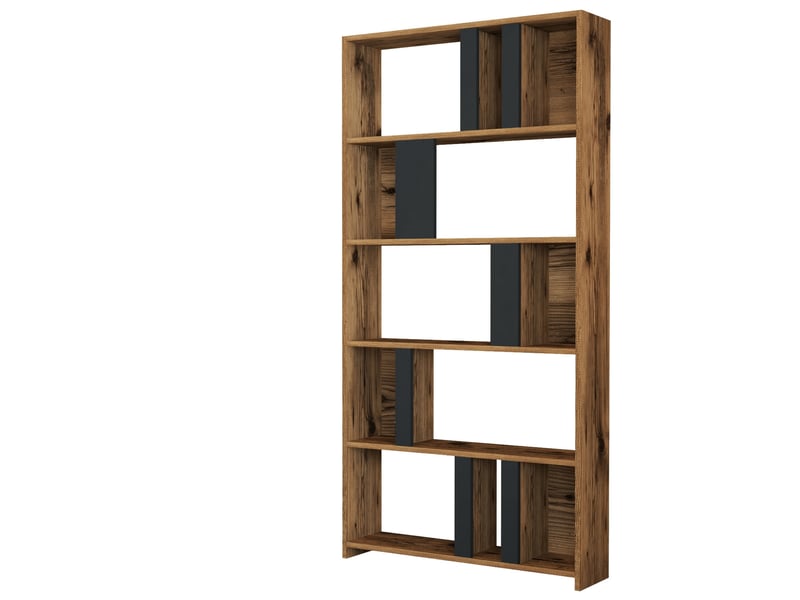 Bibliothèque 5 étagères effet bois noyer et gris anthracite boby - Conforama A