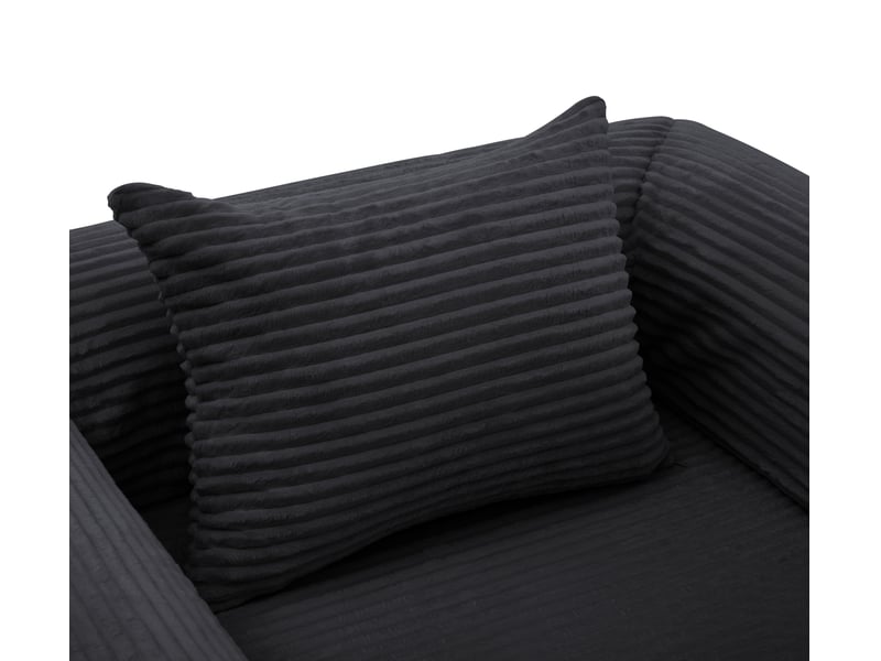  Fauteuil convertible noir tissu côtelé canapé lit simple 1 place salon chambre 120x85x65 cm  - Conforama R