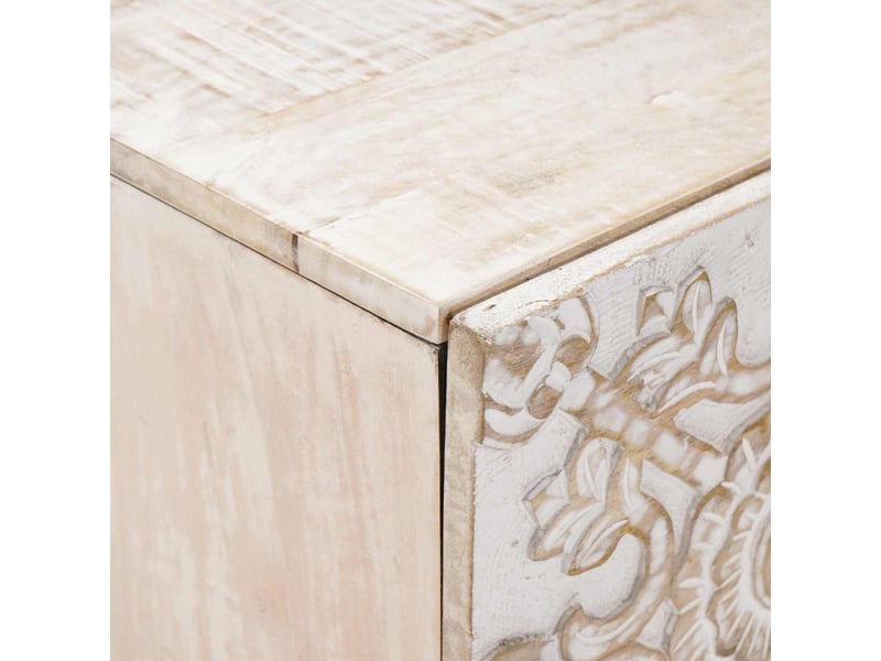  Table de chevet - cabinet de chevet - table de nuit blanc 40 x 33,5 x 46 cm bois de mangue massif  - Conforama E