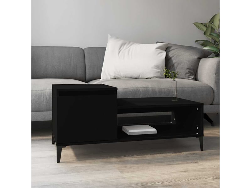  Table basse rectangulaire | table de salon noir 100x50x45 cm bois d'ingénierie  - Conforama B
