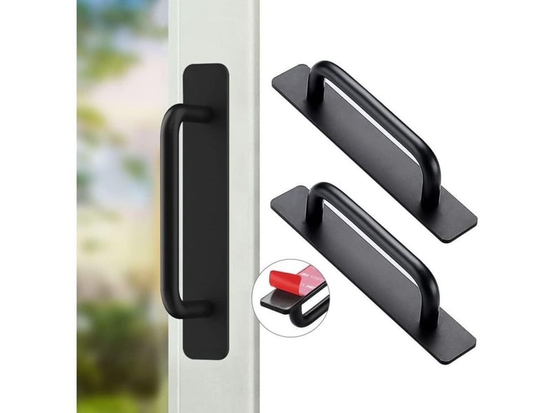 2pcs poignee meuble autocollante aluminium porte coulissante tiroir cuisine armoire chambre 147mm noir - Conforama A