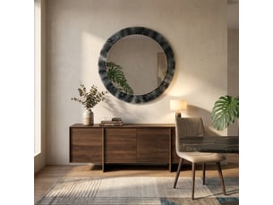Miroir mural rond avec cadre en verre spherica - fumé multicolore