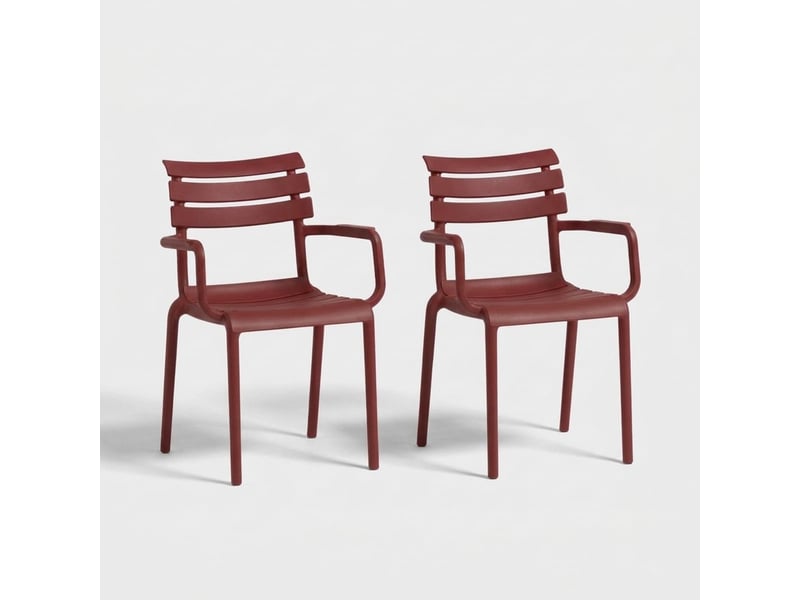  Lot de 2 fauteuils empilables pour jardin et intérieur punat - rouge  - Conforama A