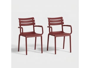 Lot de 2 fauteuils empilables pour jardin et intérieur punat - rouge
